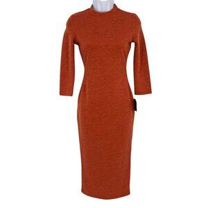 Lulus Conversation Starter Rust Orange Midi Knit Dress Size Small NWT